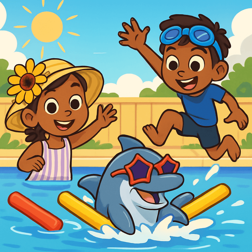 Lilly, Naveh, and the Dolphin Who Loved Pool Noodles